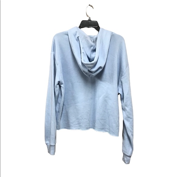 Pink Victoria’s Secret Carolina Blue Crop Top Pocketed Hoodie GUC M - Picture 2 of 3